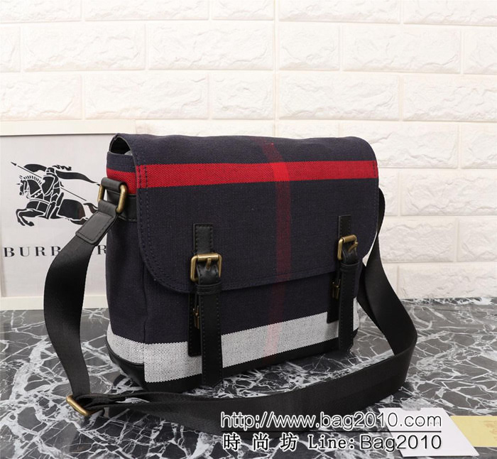 BURBERRY巴寶莉 Canvas 格紋信使包 奢華牛皮飾邊 39192  Bhq1306